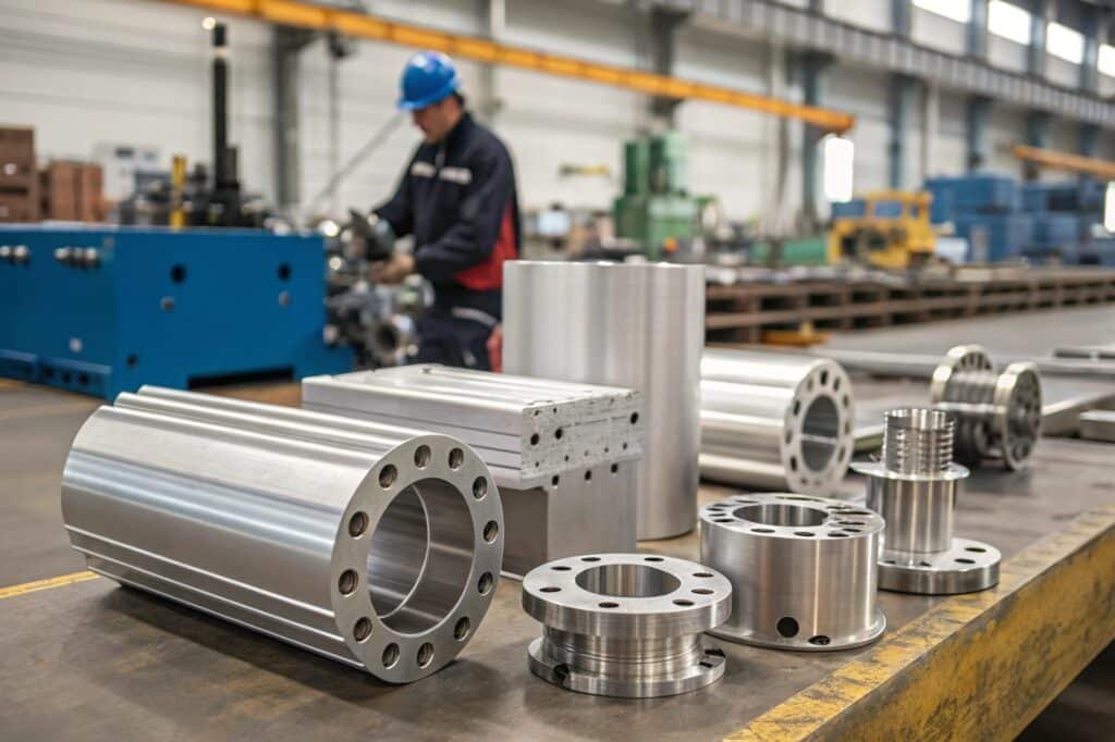 A comparison chart of aluminum alloys useful for machining, highlighting their machinability rating, strength level, and typical applications.